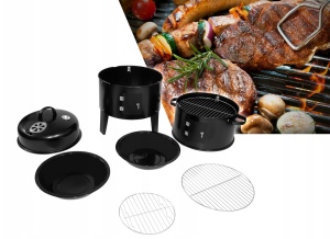 Gratar metalic pe carbuni, inchis pe 3 nivele, cu capac si termometru, 83x40x38cm - Img 2