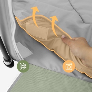 Parc pentru copii Tulano Cozy 30, pliabil, cu plasa respirabila si podea izolatoare, 122 × 122 × 67 cm, gri - Img 5