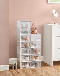 Set 12 cutii pentru pantofi stivuibile, din plastic, Songmics, alb - Img 2