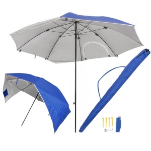 Umbrela de plaja tip cort, 240x230 cm – protectie solara, antivant, pliabila, cu husa - Img 1