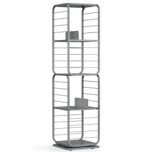 VASAGLE Biblioteca rotativa 360 grade, cadru metalic, cu 5 polite MDF, 43x43x158cm, gri - Img 1