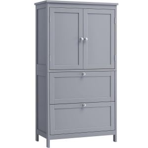 VASAGLE Dulap de baie, din MDF, cu 2 sertare si 2 usi, raft reglabil, 30x60x110cm, gri - Img 1