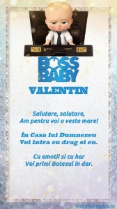 Invitatie Video Botez tematica BABY BOSS pentru Baieti cod BOSS02