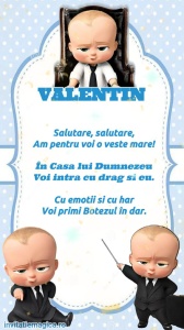 Invitatie Video Botez tematica BABY BOSS pentru Baieti cod BOSS12