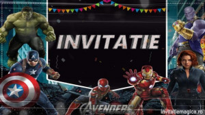 Invitatie Video tematica Avengers Marvel cod AVE01