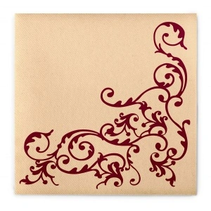 Εορταστικές χαρτοπετσέτες Linclass - Pomp (Bordeaux-Cream) / 40 x 40 cm / 50 τεμάχια