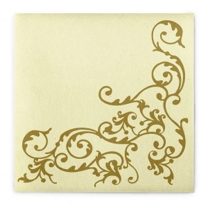 Εορταστικές χαρτοπετσέτες Linclass - Pomp (Gold-Cream) / 40 x 40 cm / 50 τεμάχια