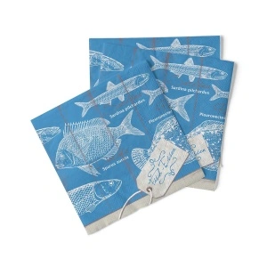 Πιατέλες από ύφασμα 3 στρώσεων - Fisch-Essen (ψάρι) / 40 x 40 cm / 100 τμχ - Img 2