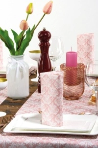 Εορταστικές χαρτοπετσέτες Linclass - Casper (baby pink-white) / 40 x 40 cm / 50 τεμάχια - Img 3