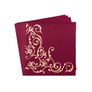 Εορταστικές χαρτοπετσέτες Linclass - Pomp (Bordeaux-Cream) / 40 x 40 cm / 50 τεμάχια - Img 2