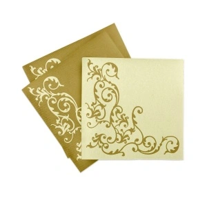 Εορταστικές χαρτοπετσέτες Linclass - Pomp (Gold-Cream) / 40 x 40 cm / 50 τεμάχια - Img 2