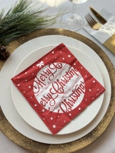 Χαρτοπετσέτες, 3 στρώσεων, Tissue - Merry Christmas (Μπάλα), 33 x 33 εκ., 20 τμχ