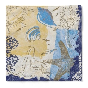 Χαρτοπετσέτες 3 φύλλων, Del Mar (Marine print) / 33 x 33 cm / 100 τεμάχια
