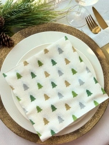 Γιορτινές χαρτοπετσέτες Just Trees Textile Touch / 40 x 40 εκ. / 12 τμχ
