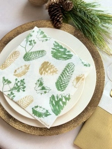 Γιορτινές χαρτοπετσέτες X-Mas Stamps Textile Touch / 40 x 40 εκ. / 12 τμχ - Img 2