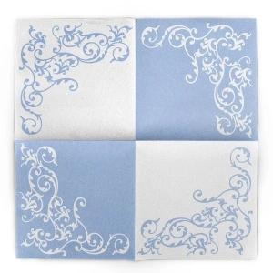 Εορταστικές χαρτοπετσέτες Linclass - Pomp (Baby Blue-Alb) / 40 x 40 cm / 50 τεμάχια - Img 2