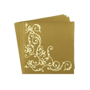 Εορταστικές χαρτοπετσέτες Linclass - Pomp (Gold-Cream) / 40 x 40 cm / 50 τεμάχια - Img 3