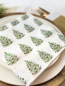Γιορτινές χαρτοπετσέτες Christmas Trees Textile Touch / 40 x 40 εκ. / 12 τμχ - Img 3