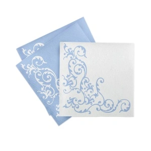 Εορταστικές χαρτοπετσέτες Linclass - Pomp (Baby Blue-Alb) / 40 x 40 cm / 50 τεμάχια - Img 3