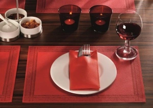 Χαρτοπετσέτες μαχαιροπήρουνων - Linflair Red / 40 x 40 cm / 100 τεμάχια - Img 2
