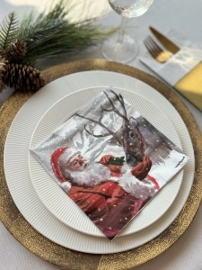 Χαρτοπετσέτες, 3 στρώσεων, Tissue - Santa & Prancer, 33 x 33 εκ., 20 τμχ