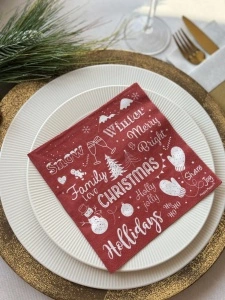 Χαρτοπετσέτες, 3 στρώσεων, Tissue - Holly Jolly Christmas, 33 x 33 εκ., 20 τμχ