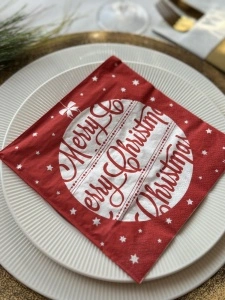 Χαρτοπετσέτες, 3 στρώσεων, Tissue - Merry Christmas (Μπάλα), 33 x 33 εκ., 20 τμχ - Img 3