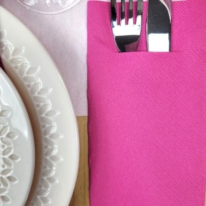 Χαρτοπετσέτες τσέπης για μαχαιροπίρουνα - Tissue Deluxe Dark Pink / 40 x 40 cm / 100 τεμάχια - Img 3