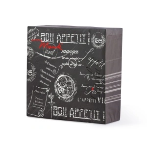 Εορταστικές χαρτοπετσέτες Linclass - Script (μαύρο) / 40x40 cm / 50 τεμάχια - Img 2