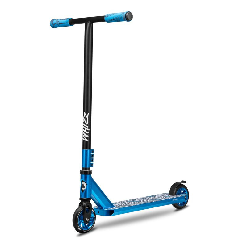 Lionelo - Trotineta Whizz, Pentru Acrobatii, Rulmenti ABEC-9, Sistemul de compresie IHC 9, 20 - 100 kg, Albastru