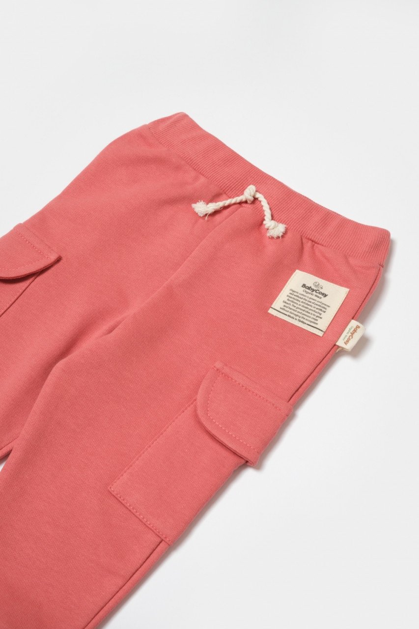 Pantaloni cu buzunare laterale, Two thread, 100%bumbac organic - Rose, BabyCosy - 3 | YEO