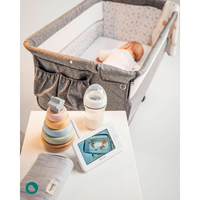 Patut co-sleeper, Lionelo, Theo, 2 in 1, Cu setare unghiulara, Reglabil in 5 pozitii pe inaltime, Conform cu standardele europeane de securitate EN1130 si EN16890, Grey Stone