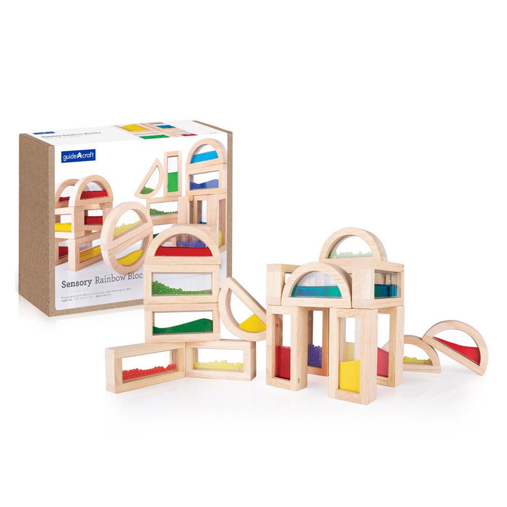 Sensory Rainbow Blocks, set complex cu 18 piese, Guidecraft