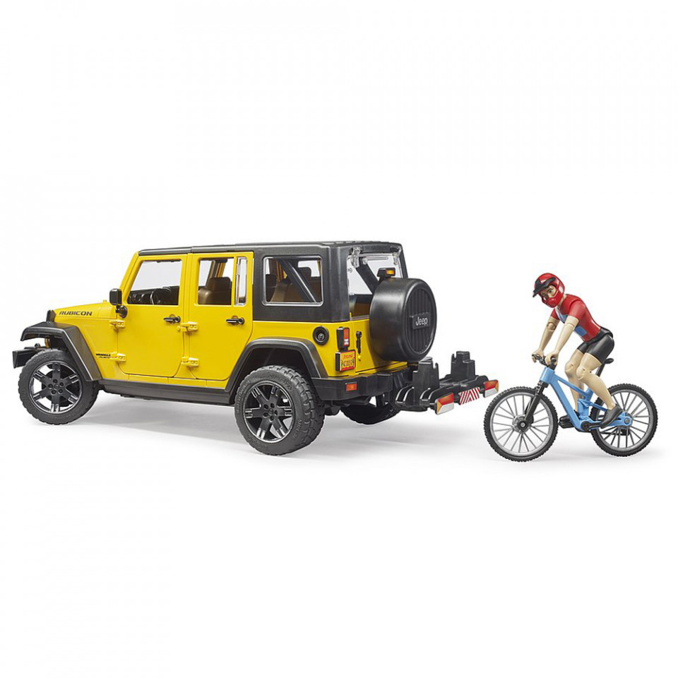 BRUDER - JEEP WRANGLER UNLIMITED RUBICON CU BICICLETA SI CICLIST