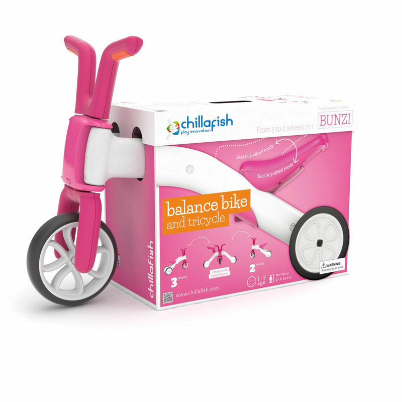 Tricicleta copii, Chillafish, Bunzi, 2 in 1, Transformabila in bicicleta fara pedale, Cu sa reglabila, Cu mic compArti, ment in sa, 1.9 Kg, Pentru 13 ani, Pink