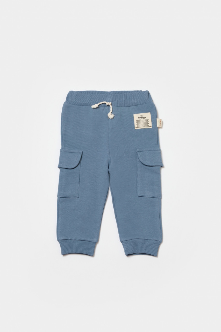 Pantaloni cu buzunare laterale, Two thread, 100%bumbac organic - Indigo, BabyCosy - 1 | YEO