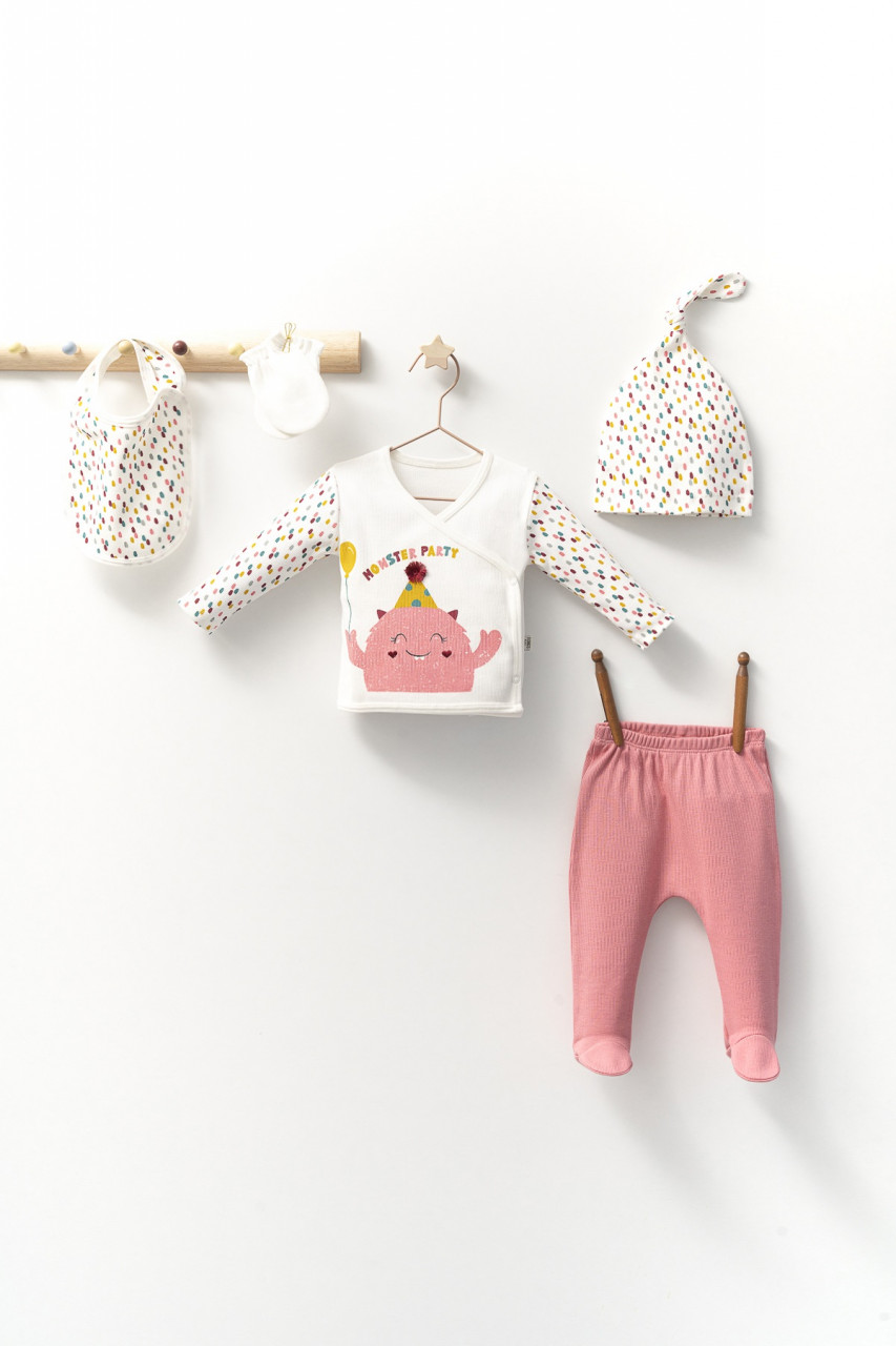 Set de 5 piese pentru nou nascut fetite Monster, Tongs baby Seturi