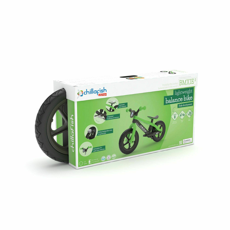 Bicicleta de echilibru, Chillafish, BMXie 2, Cu suport pentru picioare si frana integrate, Cu sa reglabila, Greutatate 3.8 Kg, 12 inch, Pentru 2 - 5 ani, Kiwi