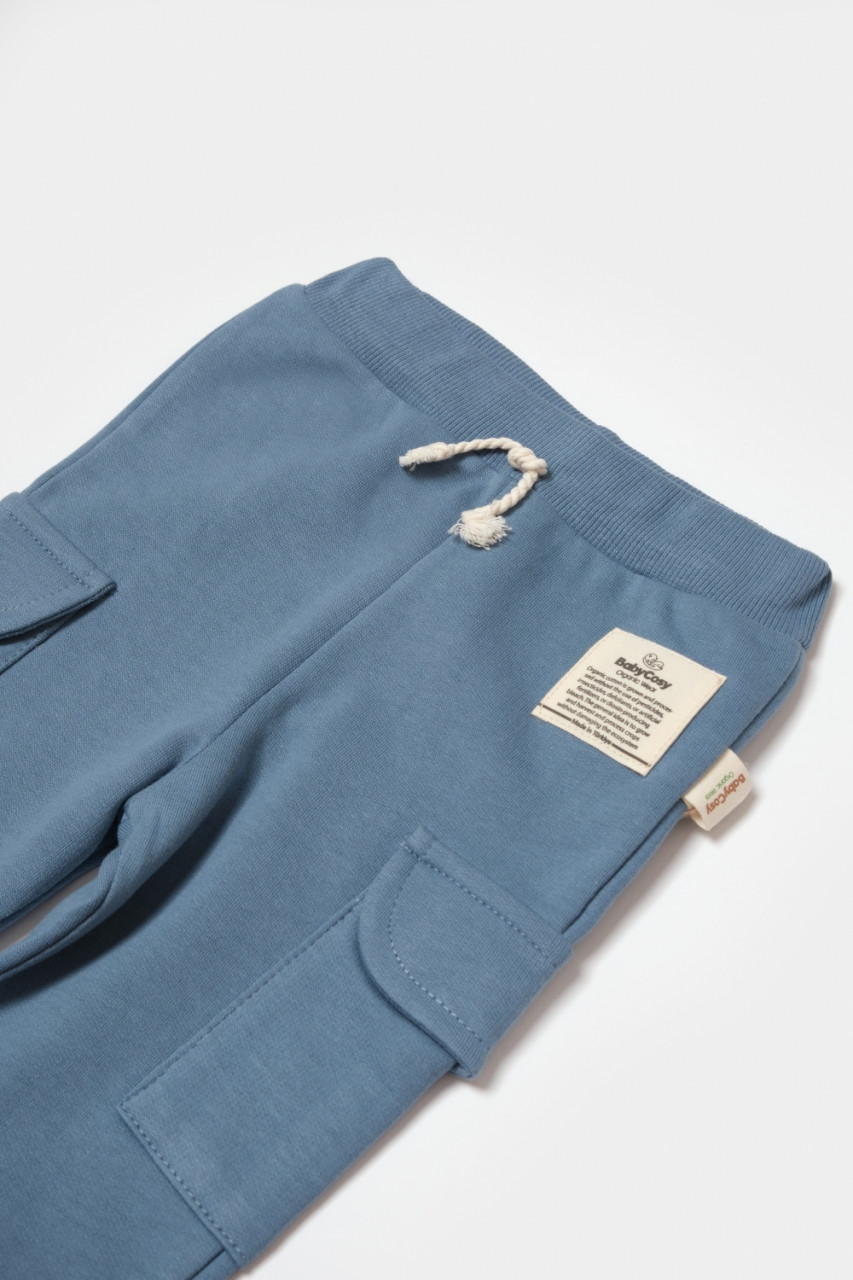 Pantaloni cu buzunare laterale, Two thread, 100%bumbac organic - Indigo, BabyCosy - 3 | YEO