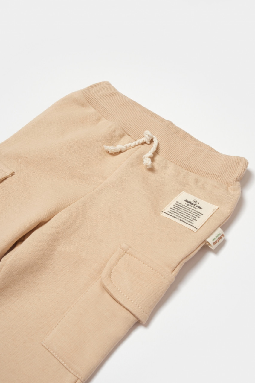 Pantaloni cu buzunare laterale, Two thread, 100%bumbac organic - Stone, BabyCosy - 3 | YEO