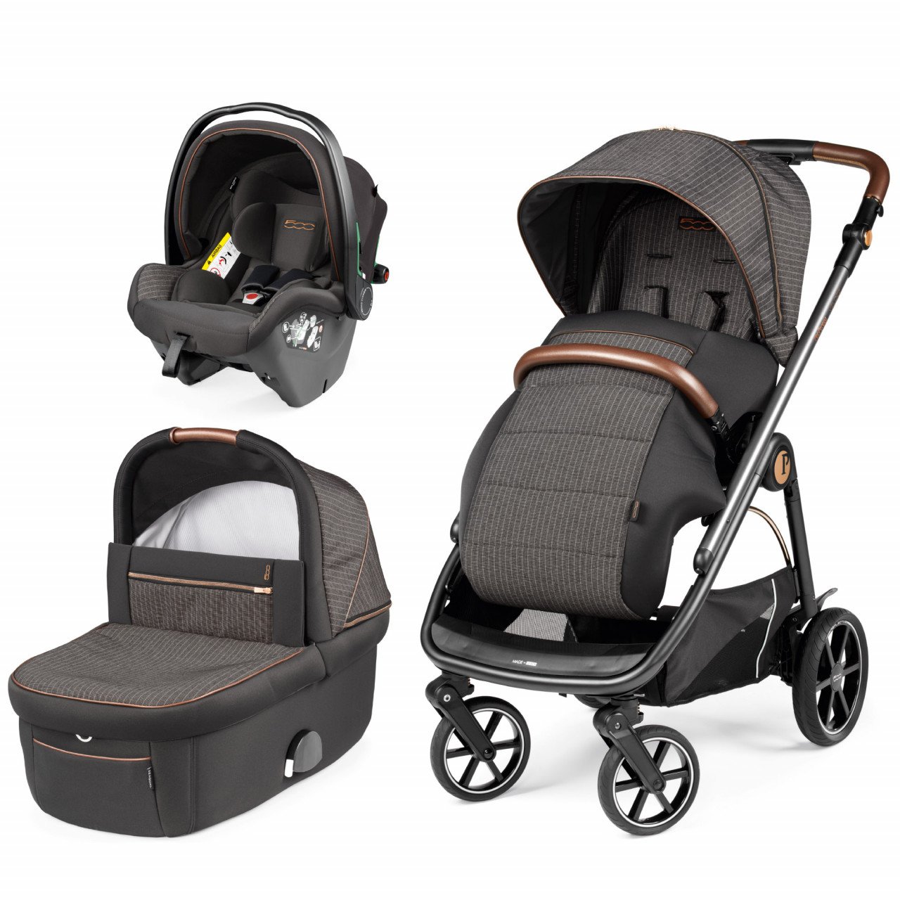 Carucior 3 in 1 Peg Perego Veloce, SLK, 0 - 22 kg, 500, Negru/Gri