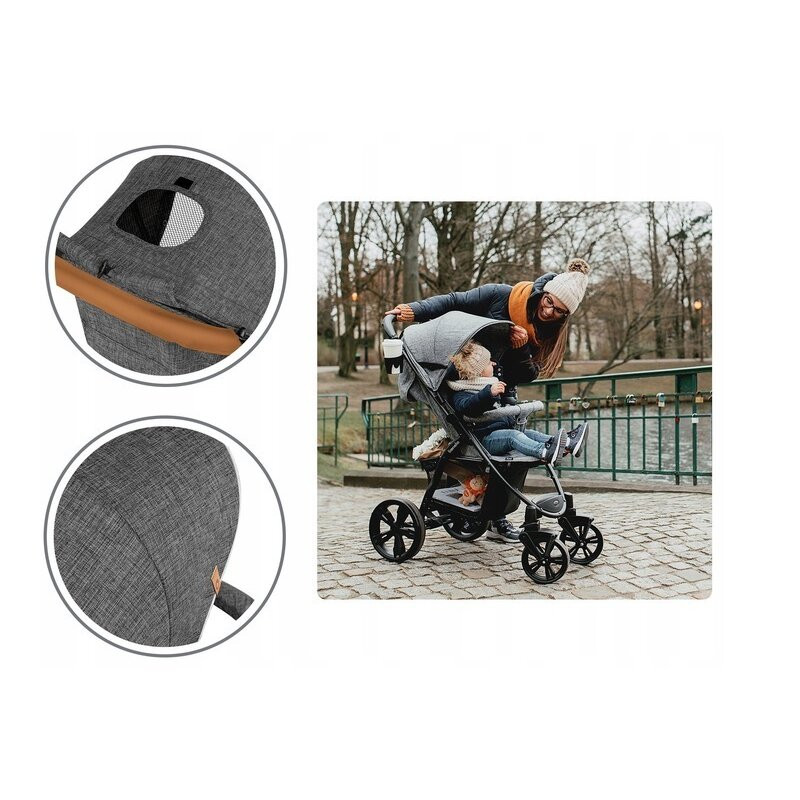 Carucior sport, Lionelo, Annet Plus, De la nastere, Cu accesorii si capotina XXL reglabila, 0 - 22 Kg, Conform cu standardele europene de securitate EN1888-1 si EN1888-2, Gri