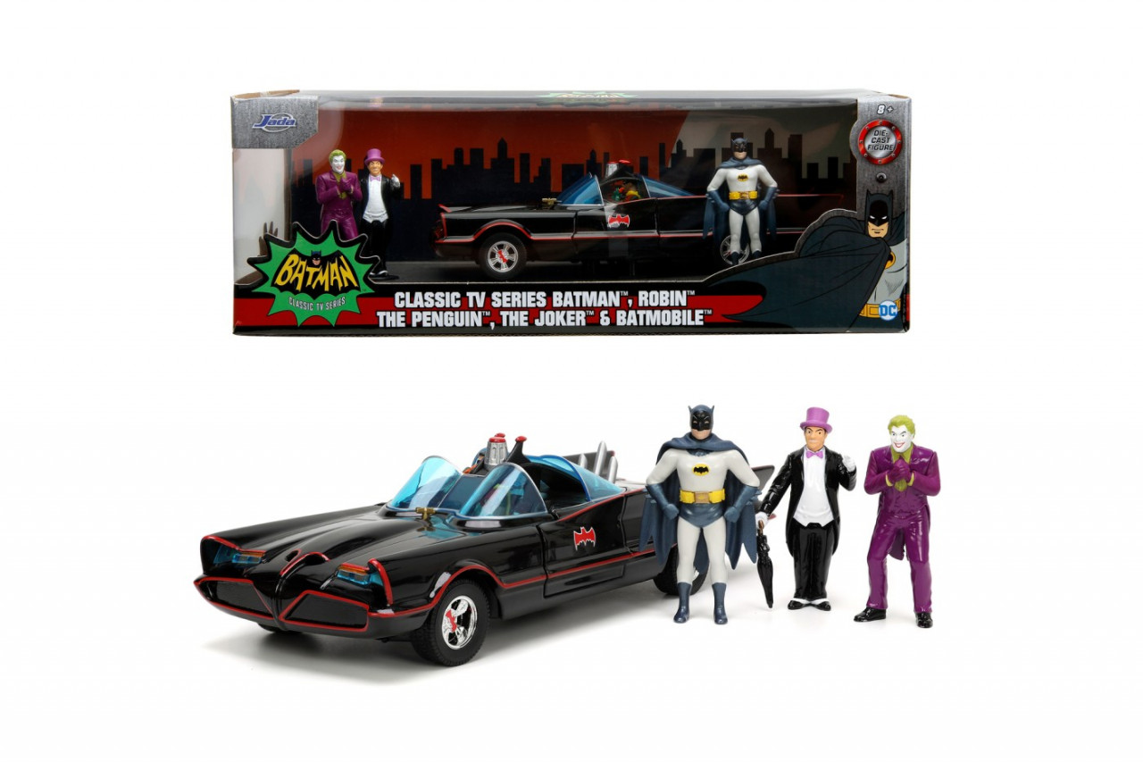 JADA BATMAN SET MASINUTA METALICA BATMOBILE 1:24 SI 4 FIGURINE