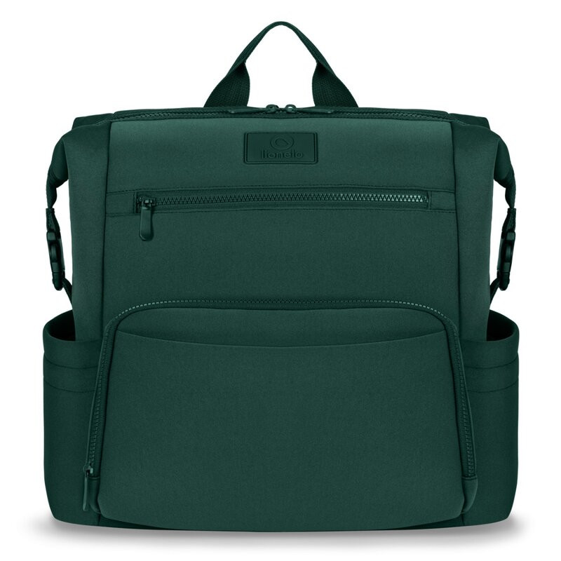 Rucsac impermeabil pentru mamici, Lionelo, Cube, Cu 12 compartimente si salteluta de schimbat, Cu prindere universala de carucior, 36 x 36 x 23 cm, Verde