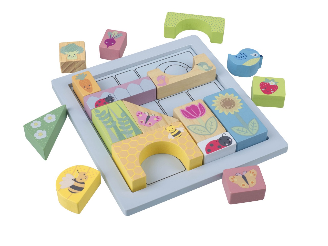 Cuburi de construit Gradina de primavara, Orange Tree Toys - Seturi de ...