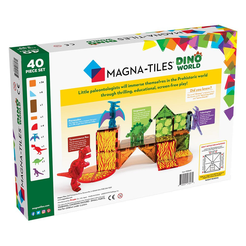 MAGNA-TILES Dino World, set magnetic 40 de piese