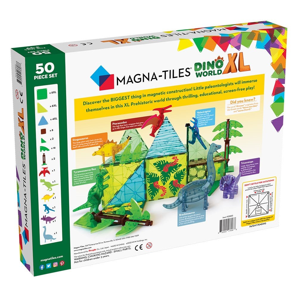 MAGNA-TILES Dino World XL, set magnetic 50 de piese