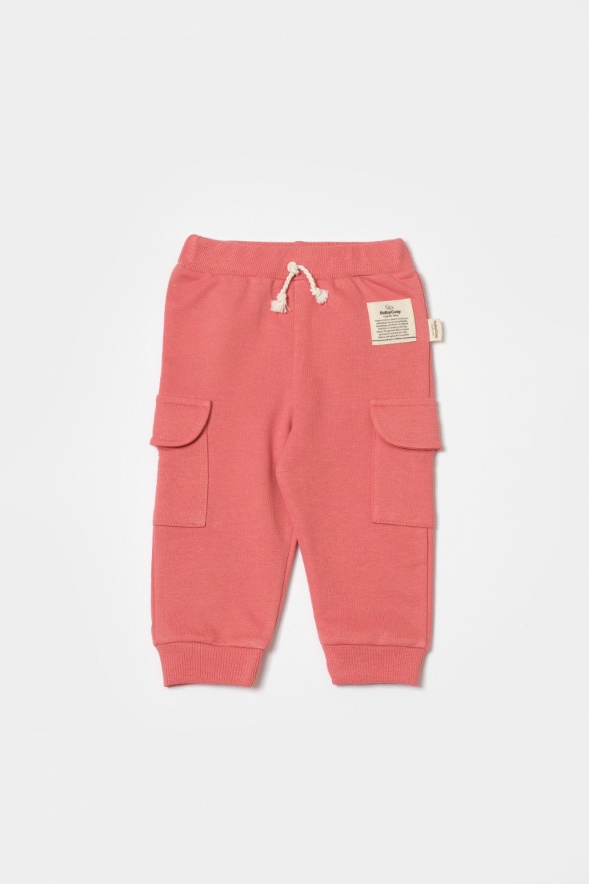 Pantaloni cu buzunare laterale, Two thread, 100%bumbac organic - Rose, BabyCosy - 2 | YEO