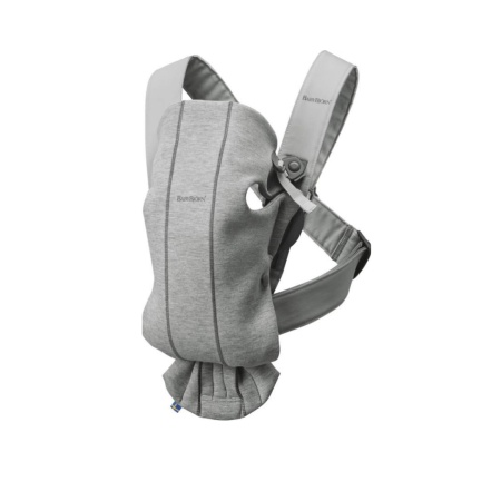 BabyBjorn - Marsupiu anatomic Mini, cu pozitii multiple de purtare, Light Grey, 3D Jersey