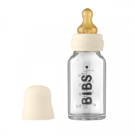 BIBS - Set complet biberon din sticla anticolici, 110 ml, Ivory - Img 1